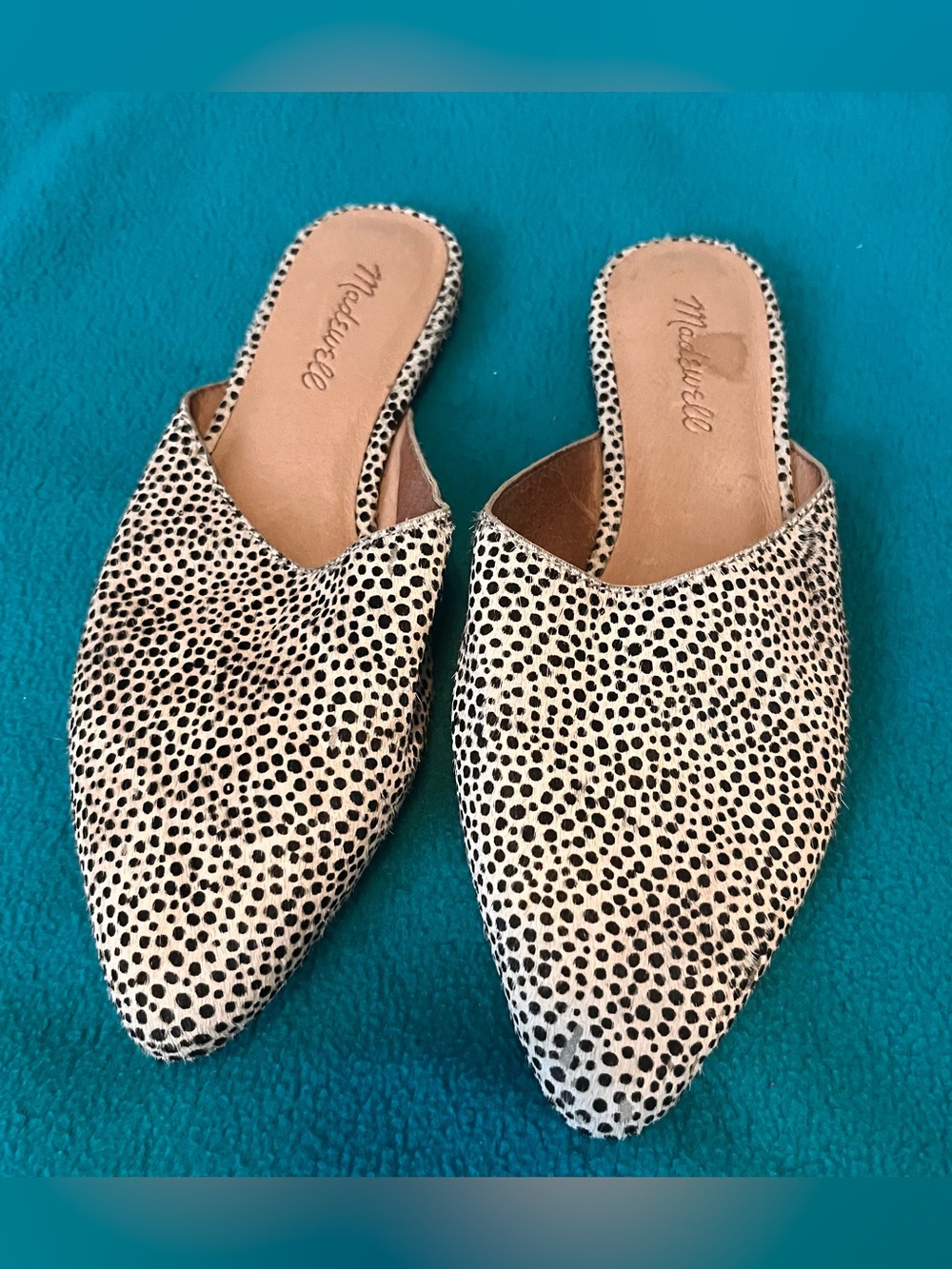 Madewell Brown and Beige Speckled Pointed Slide Mules Sz 7
